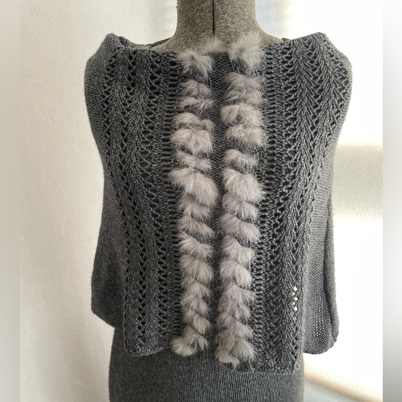 Pink Tartan wool blend sweater dress w/angora trim - Picture 2 of 13